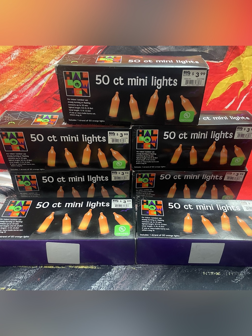 Lot of 7 sets 50ct (350 bulbs total) Candy Corn Halloween String Lights NEW